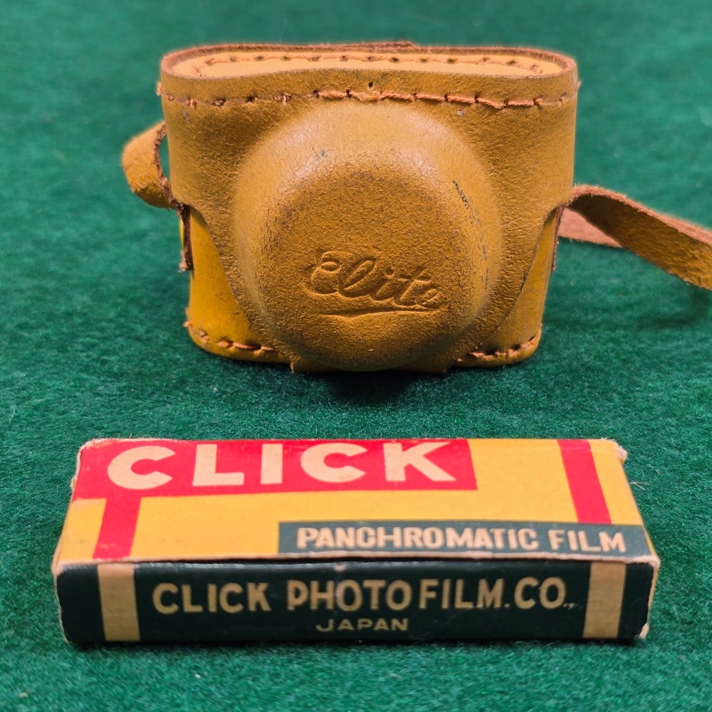 Vintage 50s Elite Subminiature Spy Camera Japan with Leather Case and Click Film